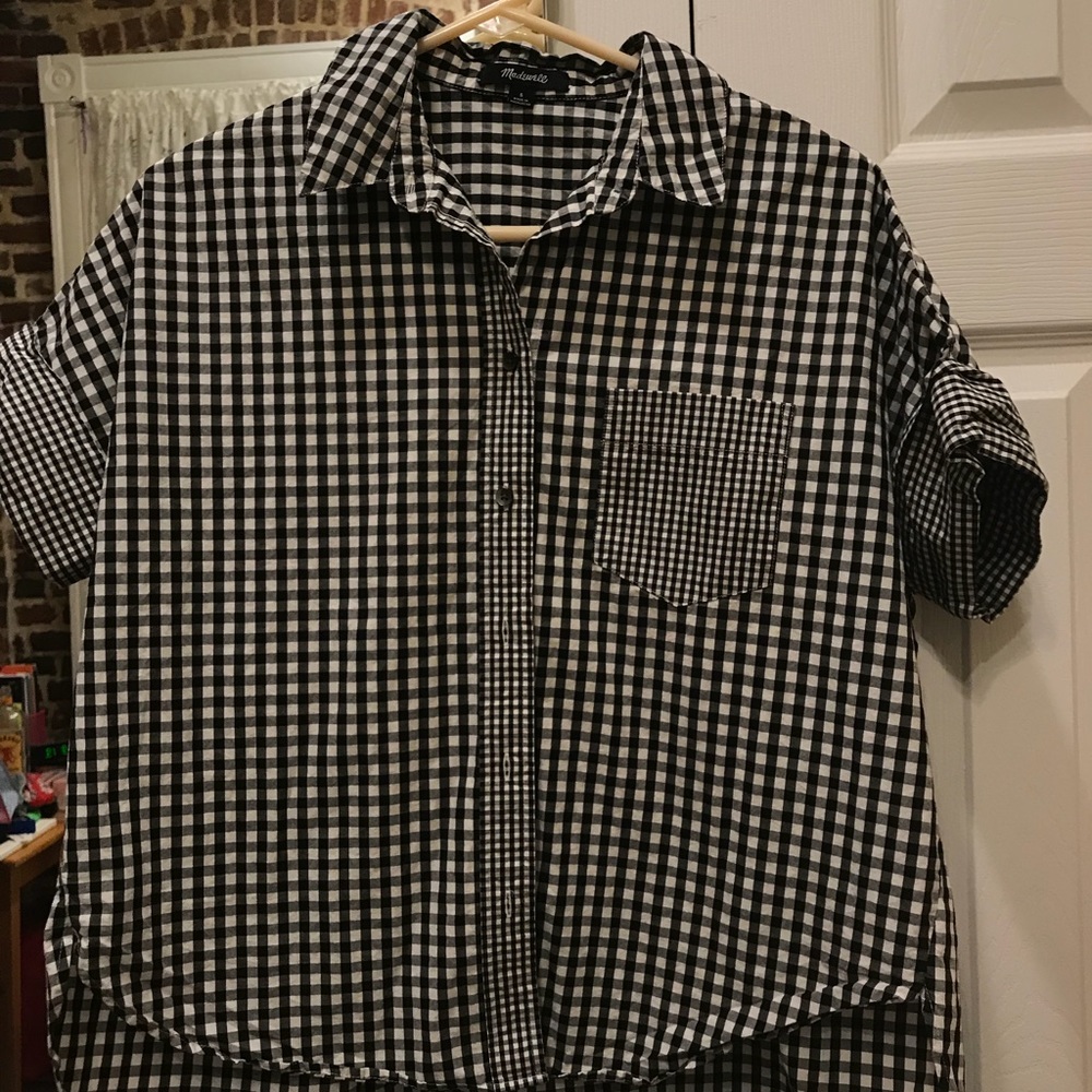 Madewell gingham Split hem button down